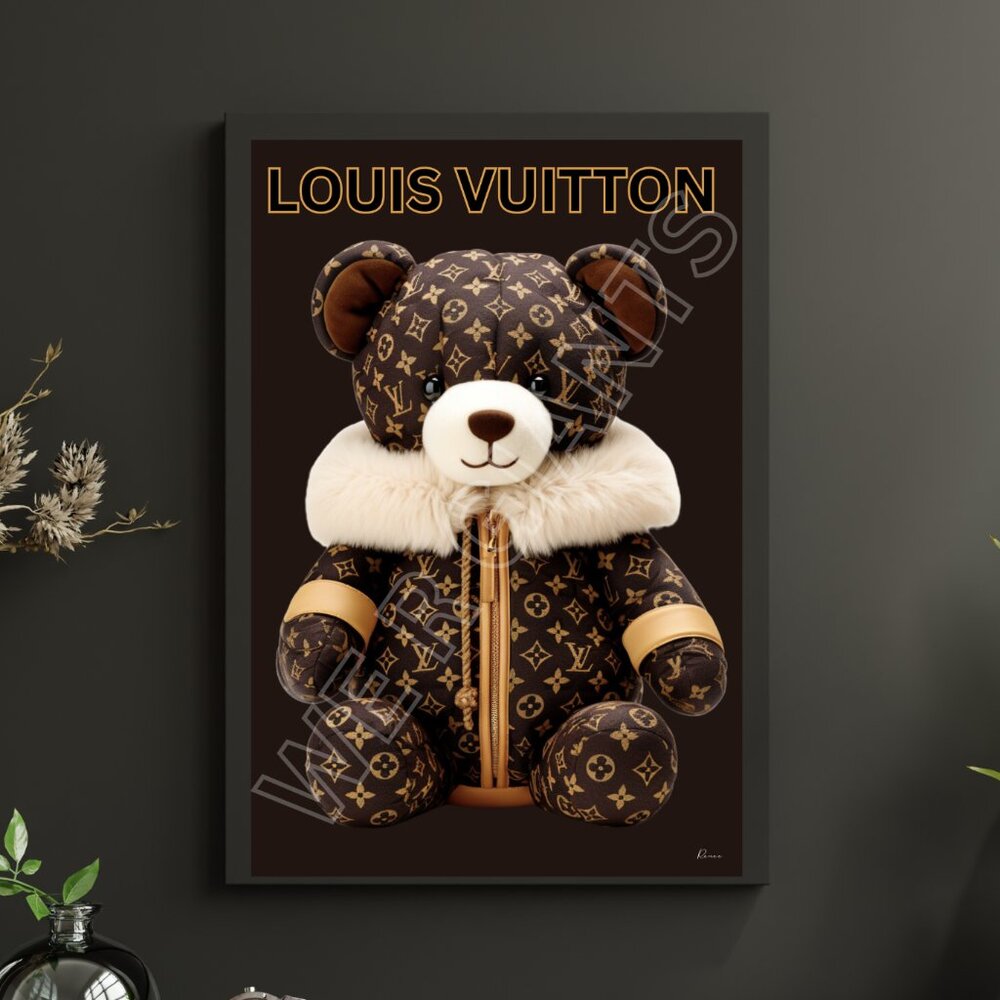 24" x 36" LOUIS VUITTON Teddy Bear Art Print Signed by Denardai- LIMITED EDITION